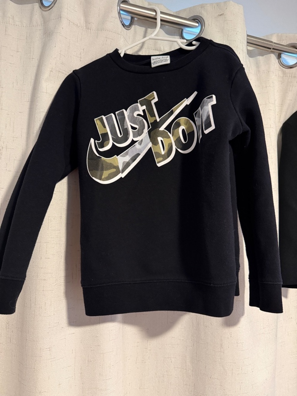 Nike Kids Black Sweatshirt with Camo 'Just Do It' Logo